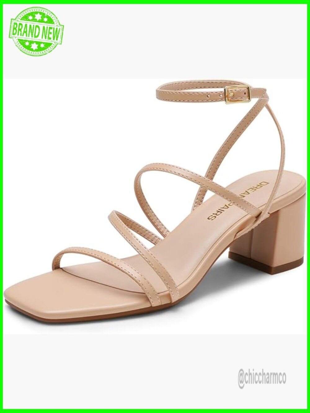2.1" Block Heels Strappy Square Toe Chunky Low Heeled Sandals Party Wedding